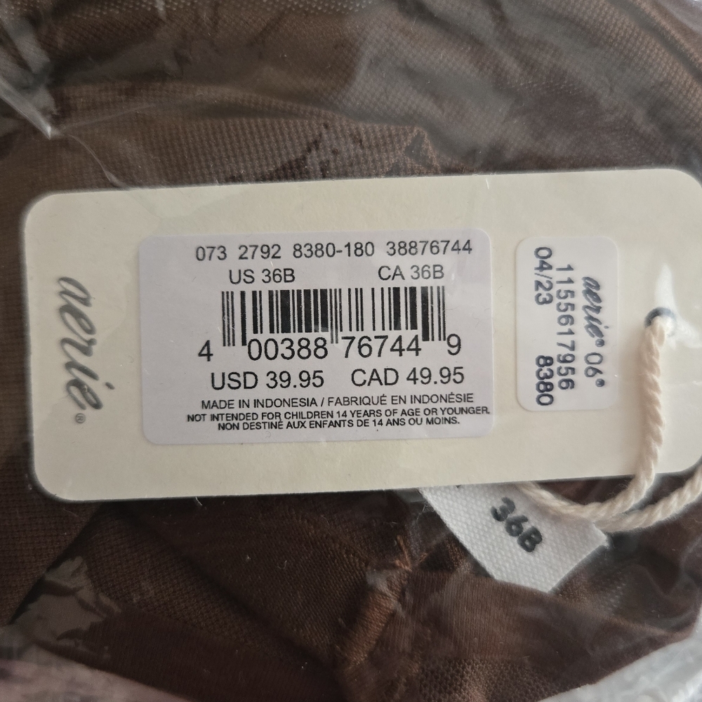 Aerie smoothez balconette mesh unlined bra flexible underwire brown 36B NWT - Picture 5 of 5